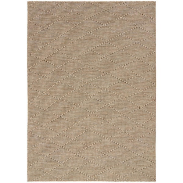 Nourison Practical Solutions Natural 5 ft. x 7 ft. Diamond Contemporary Area Rug