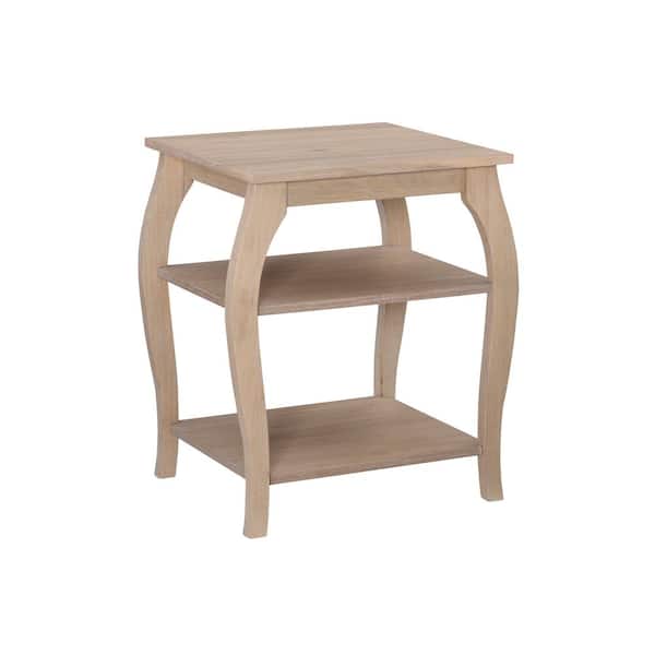 Linon Home Decor Patsy 20 in. Natural Rectangle Wood End Table with Shelf