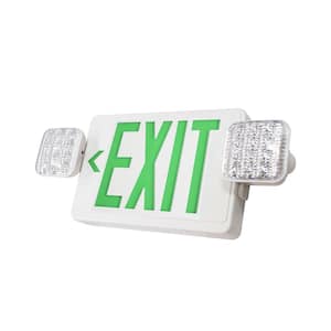 Rectangle Integrated LED White Exit Sign Green Ni-Cad 9.6-Volt Battery