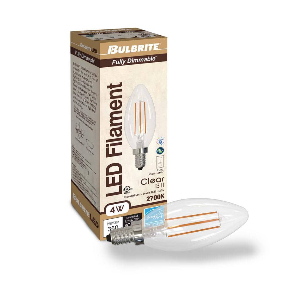 Clear Dimmable LED Edison Candle Light Bulb, 4-Pack
