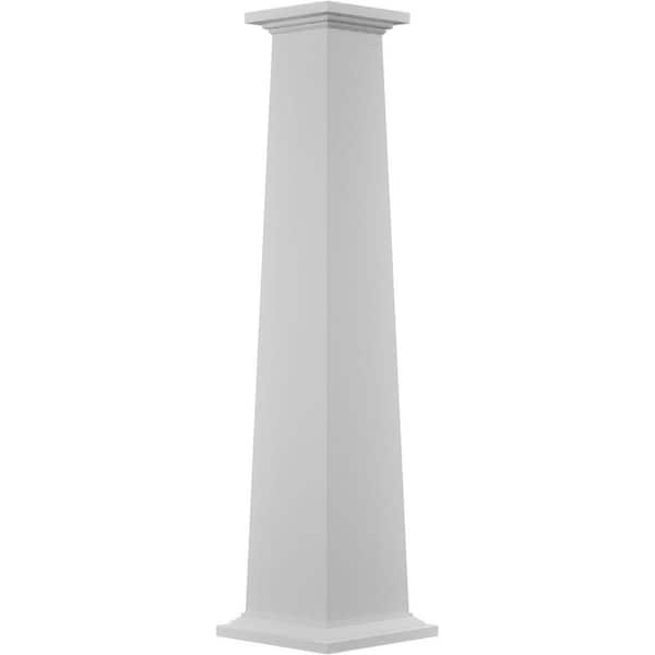 11-5/8 in Bottom Width to 7-5/8 in Top Width x 8 ft. H Square Tapered Smooth PVC Column Wrap Kit Standard Capital & Base