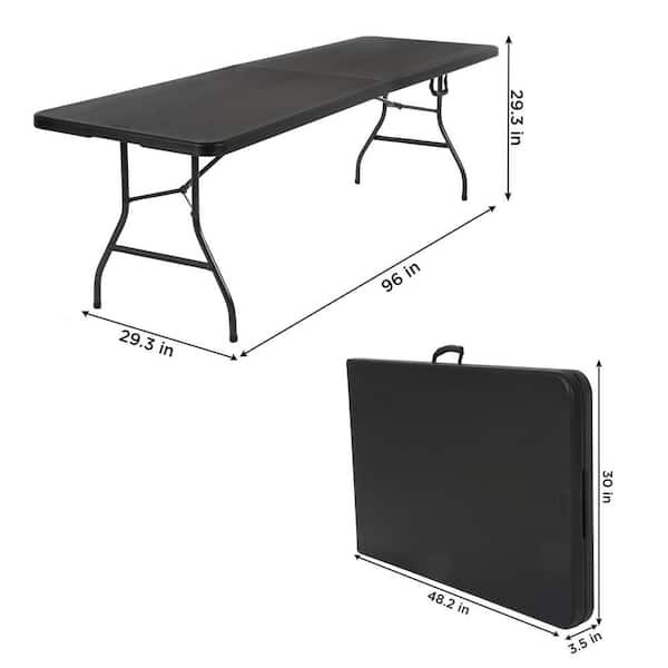 Cosco 96 Black Plastic Fold-in-Half Folding Banquet Table