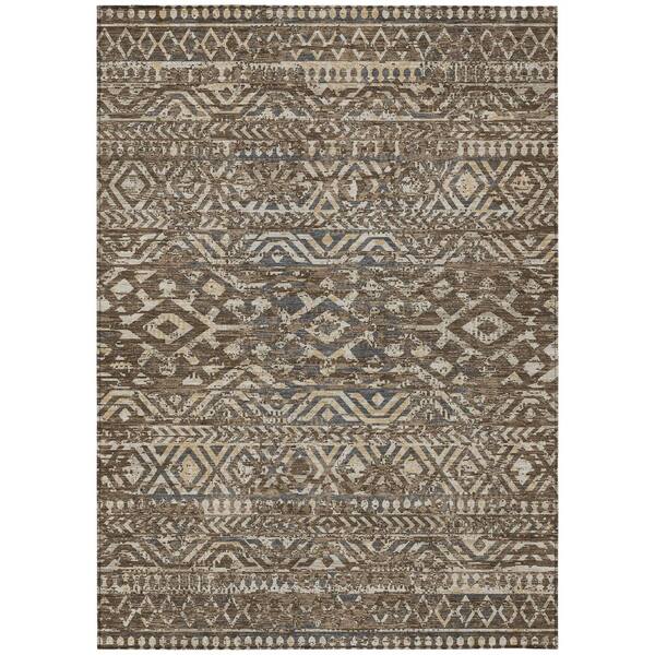 Chantille Machine Washable Indoor/Outdoor Abstract ACN3161 Brown 9 ft. x 12 ft. Area Rug