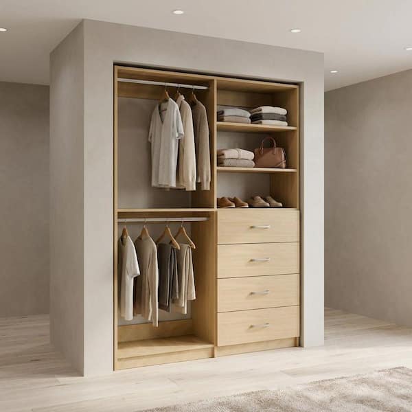 MODULAR CLOSETS Alto 42.75 in. W White Double Hang and 4-Drawer