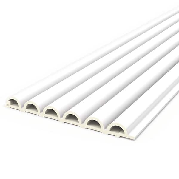 sunwings 6-Pieces 102 in. x 6.2 in. x 0.59 in. White WPC 3D ARC Fluted Wall Paneling for Interior Wall Decor (26.7 sq. ft./Case)