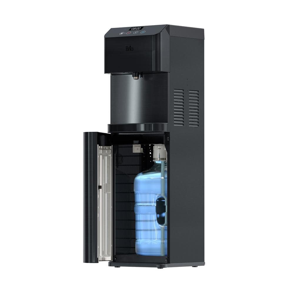 Brio Black Stainless Steel Tri-Temperature Bottom Load Water Cooler
