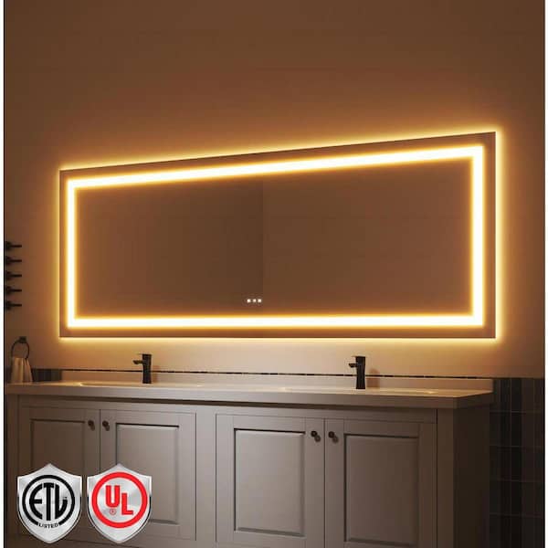 36 in. W x 96 in. H Wall-Mounted Full-length Mirror LED Light Full Body Mirror