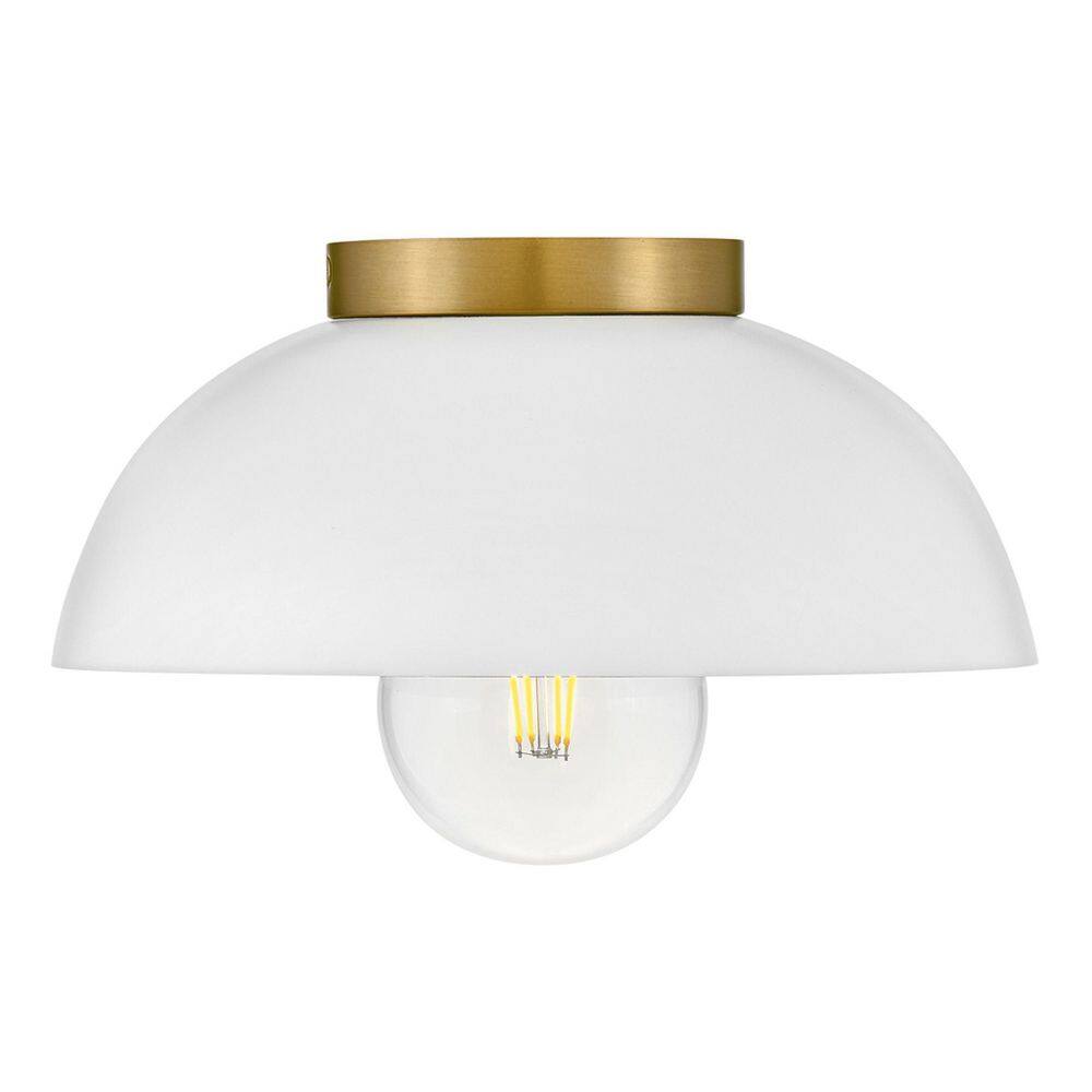 Matte White and Brass LED Globe Flush Mount