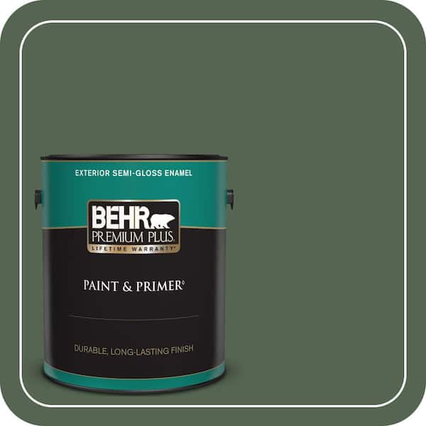 BEHR PREMIUM PLUS 1 gal. Home Decorators Collection #HDC-WR15-11 Deep Emerald Semi-Gloss Enamel Exterior Paint & Primer