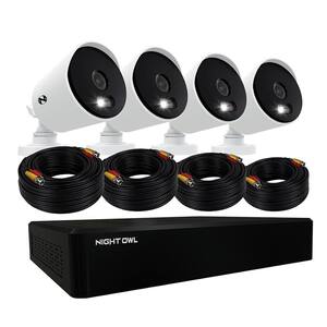 DP8 12-Channel 4K Ultra HD Wired DVR 1 TB Security Camera System with Four 4K HD Wired Spotlight Cameras