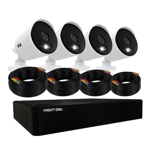Night Owl DP8 12-Channel 4K Ultra HD Wired DVR 1 TB Security Camera System with Four 4K HD Wired Spotlight Cameras