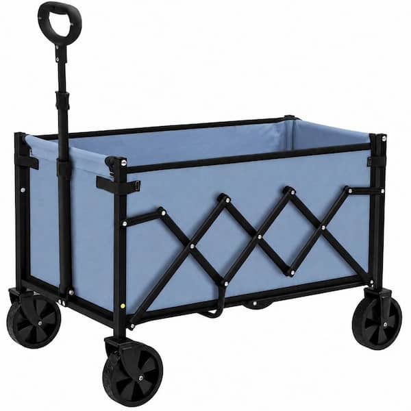 3.5 cu. ft. Steel Bin Garden Cart Heavy Duty Foldable Wagon with 220 lbs Capacity Lightweight All-Terrain Wheels