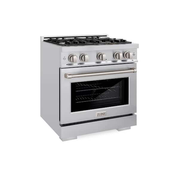 Select 30 in. 4-Burner Gas Range with Gas Convection Oven in Stainless Steel
