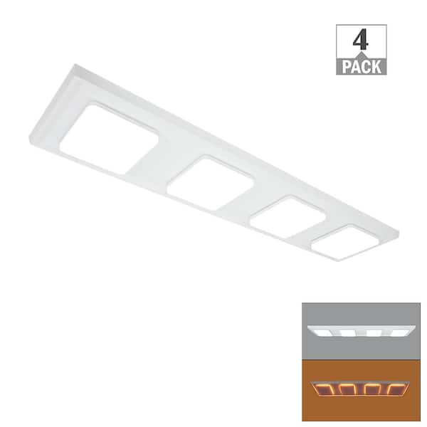 Commercial Electric 46 in. x 10 in. LED Closet Light Flush Mount with 4 Square Light Heads and Night Light 4200LM 50W Adjustable CCT 4-Pack