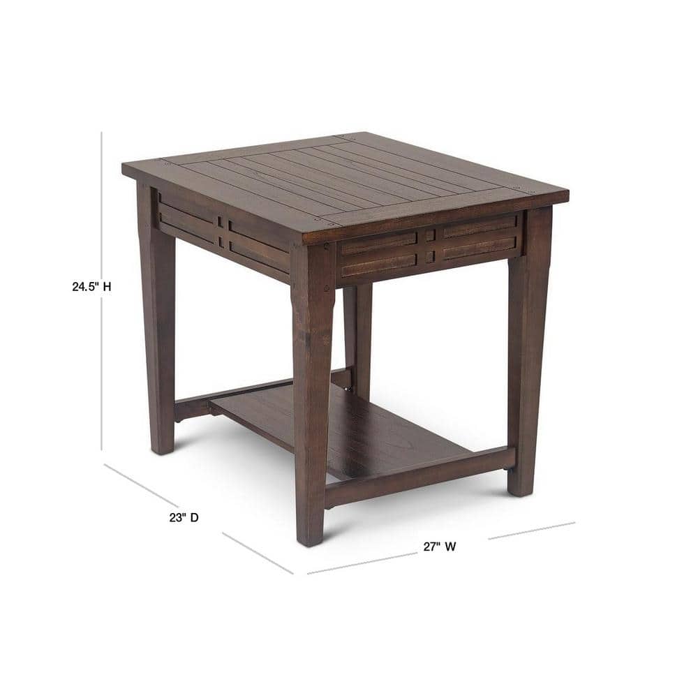Crestline Transitional Brown Wood End Table with Storage