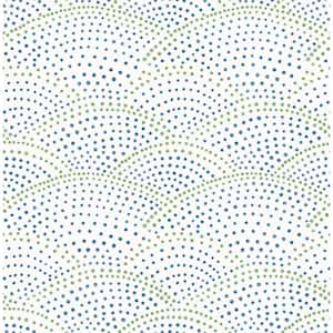 Bennett Blue Dotted Scallop Blue Paper Strippable Roll (Covers 56.4 sq. ft.)