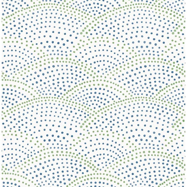 A-Street Prints Bennett Blue Dotted Scallop Blue Wallpaper Sample