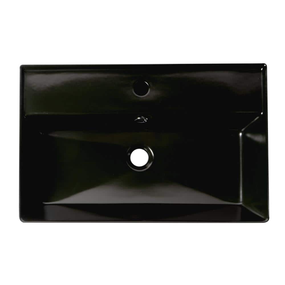 Black Matte Rectangular Ceramic Vessel Bathroom Sink
