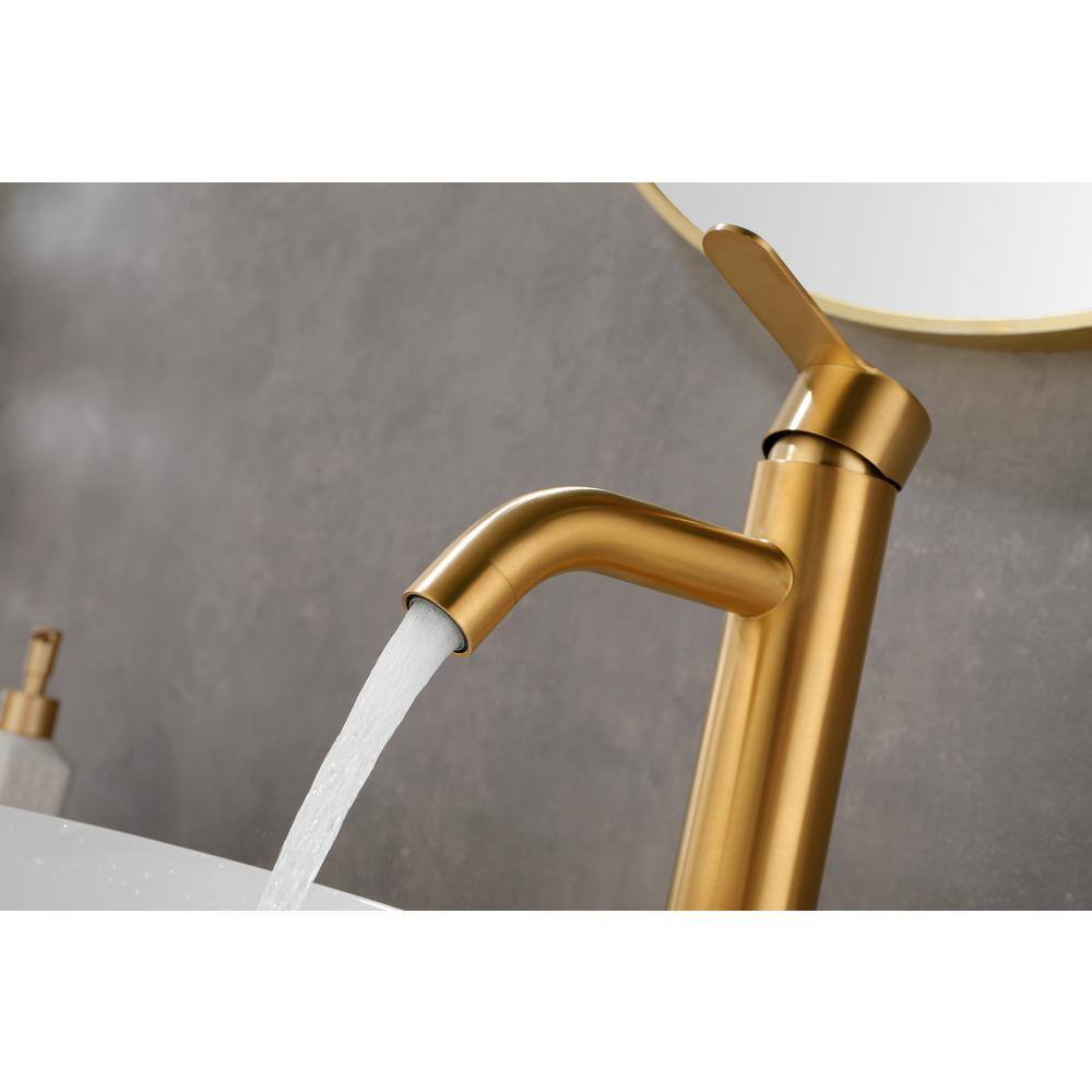 Brushed Gold Stainless Steel Single Handle Bathroom Faucet