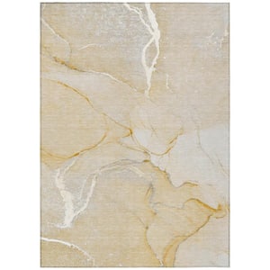 Beige 9 ft. x 12 ft. Abstract Indoor / Outdoor Area Rug