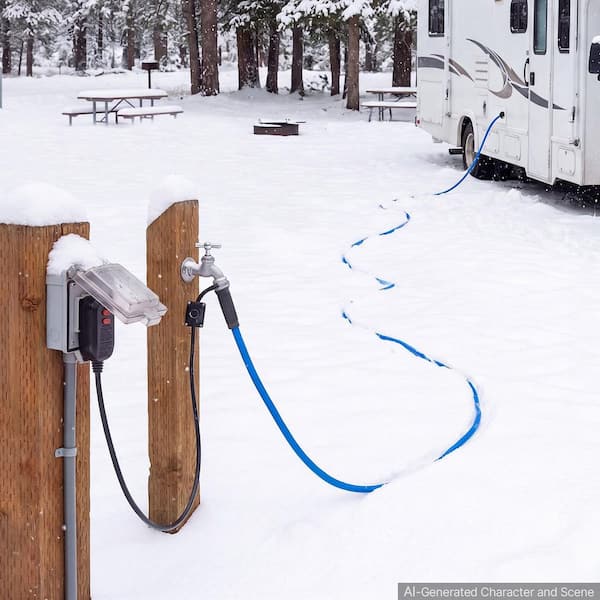 100ft. Heated Water Hose for RV Smooth Surface, with Leakage Protection GFCI, Built-in Thermostat, Freeze and Leak-Proof