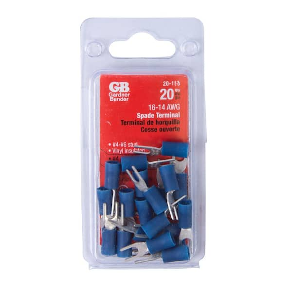 Gardner Bender 16 - 14 AWG #8 - 10 Stud Size Ring Terminals in Blue  (15-Pack) 15-104 - The Home Depot