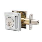 Comtemporary Square Single Cylinder Polished Stainless Deadbolt