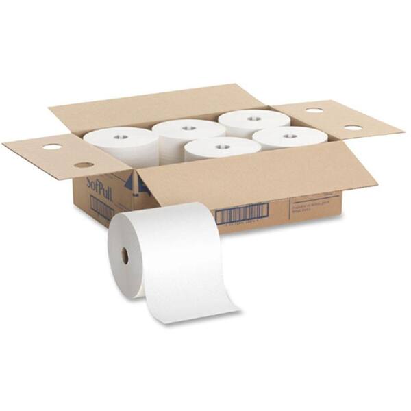 SofPull Hardwound Paper Towel Rolls - White - 6 / Carton