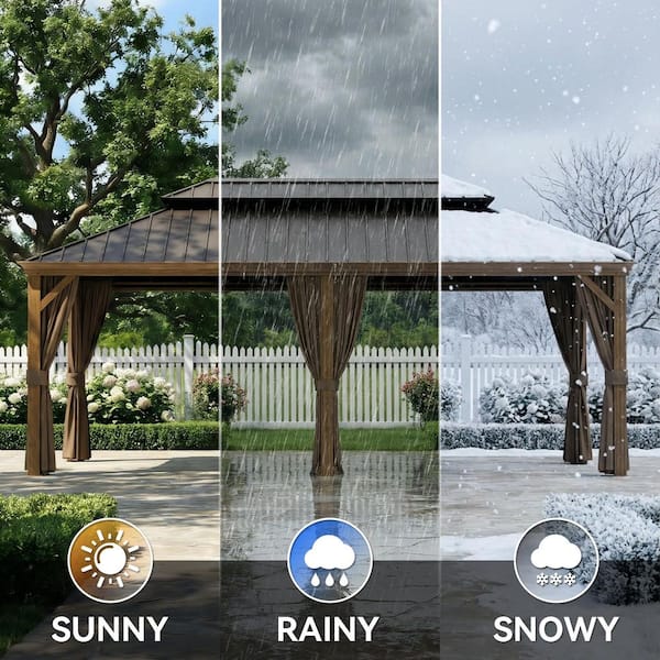 Gardenbee 20 ft. x 14 ft. Aluminum Double Roof Hardtop Gazebo with