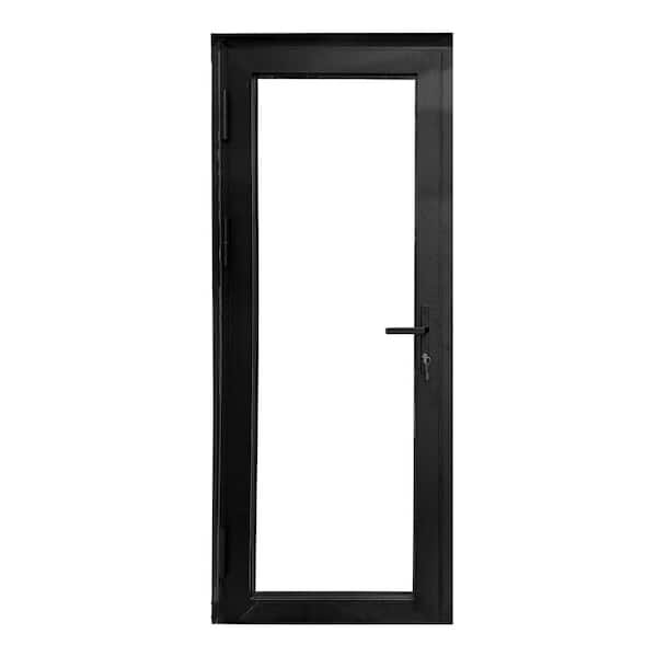 Teza French Door 32 in. x 80 in. Black Aluminum French Door Full Lite Left Hand Outswing