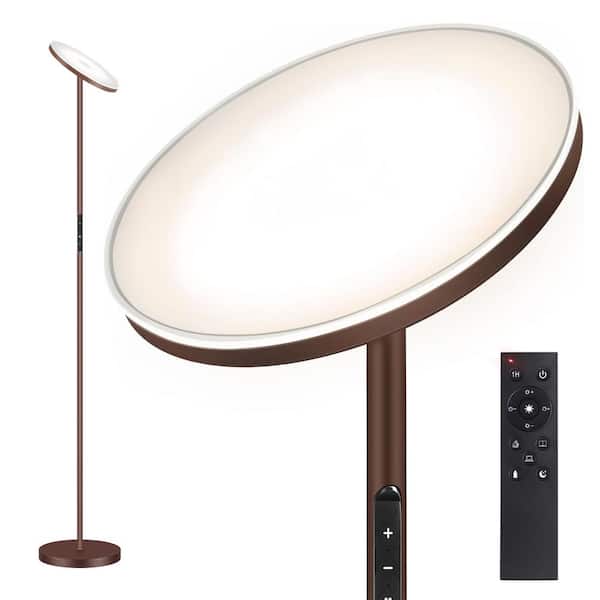BICIK 71 in. Bronze Industrial Dimmable LED Torchiere Floor Lamp with Adjustable Head and Color Temperature Control