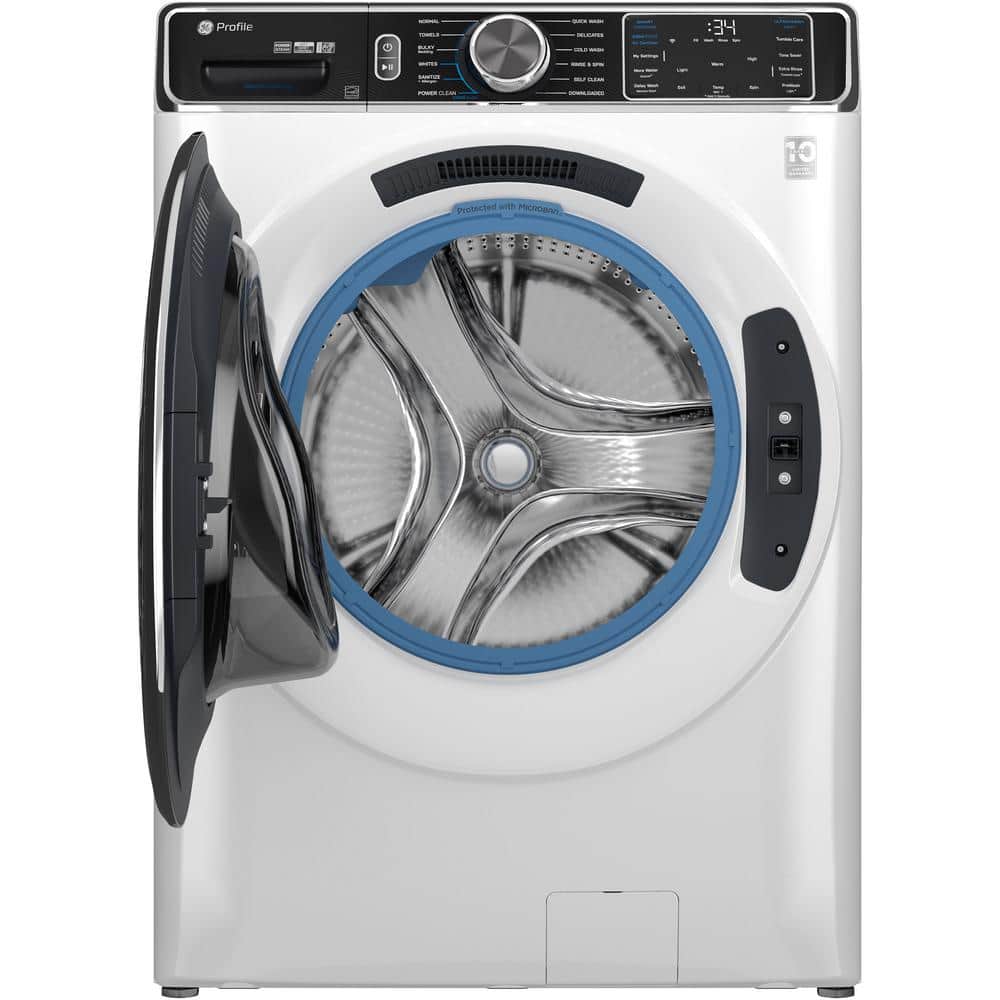 White High Efficiency Smart Front Load Washer with Steam Setting