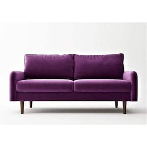 Vivo 71.6 in. Eggplant Velvet 3-Seater Lawson Sofa with Tapered Legs