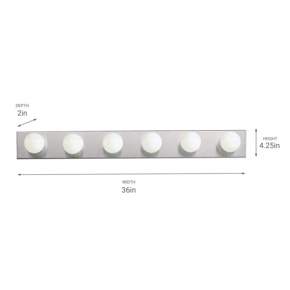 36-Inch Brushed Nickel 6-Light Bathroom Vanity Light