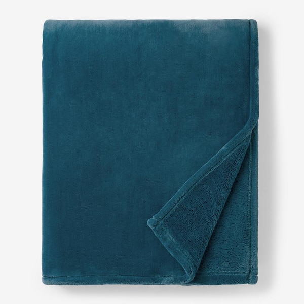 The Company Store Company Cotton Plush Teal Polyester Full/Queen Woven Blanket