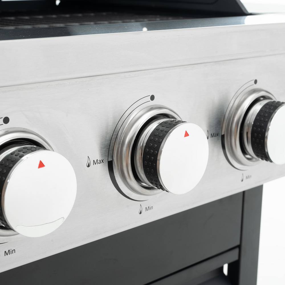 Stainless Steel 3-Burner Propane Gas Grill with Side Burner