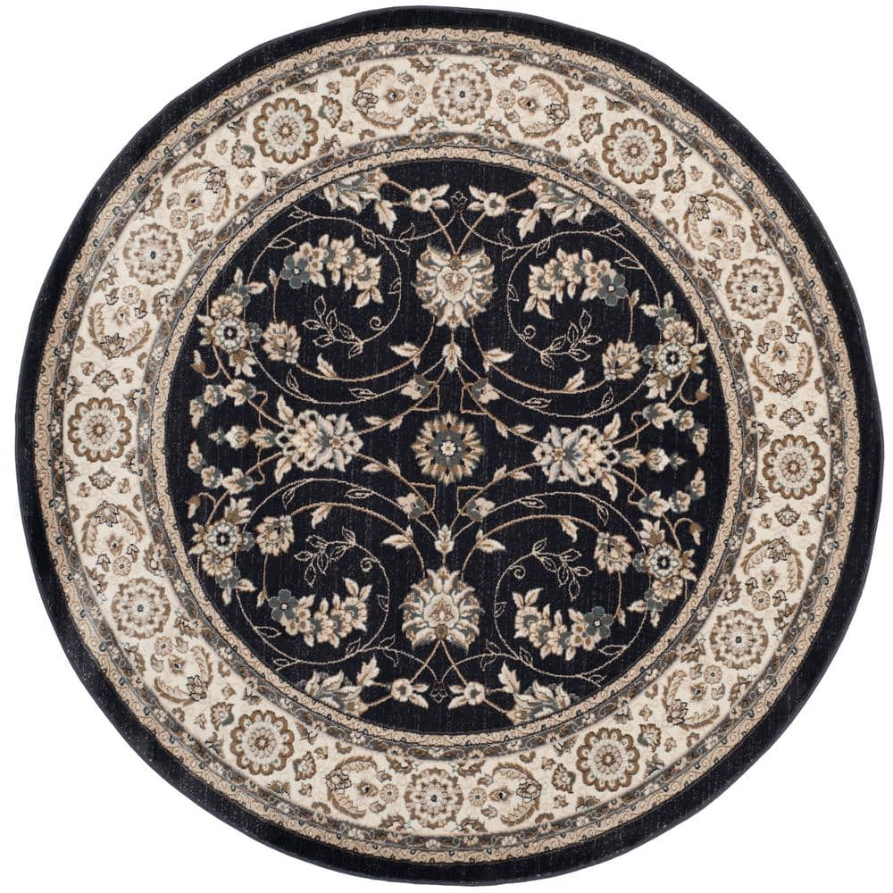 SAFAVIEH Lyndhurst Anthracite/Cream 7 ft. x 7 ft. Round Border Area Rug ...