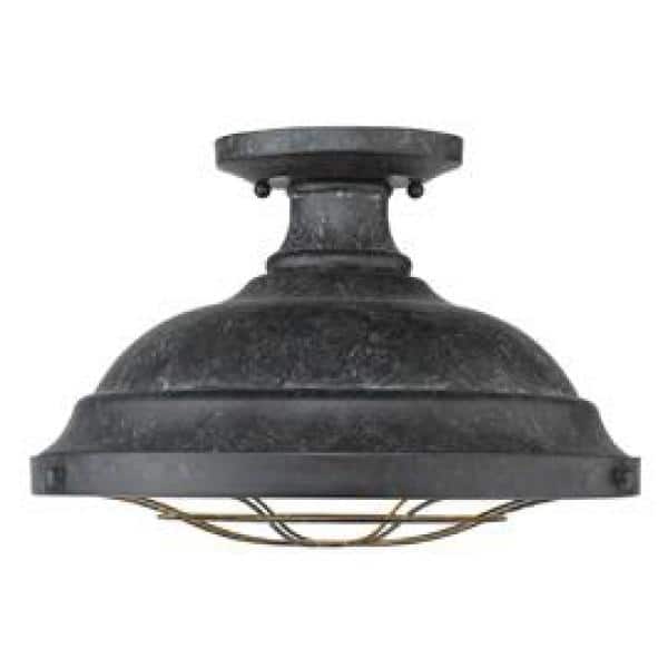 Bartlett Black Patina Industrial Semi-Flush Light Fixture