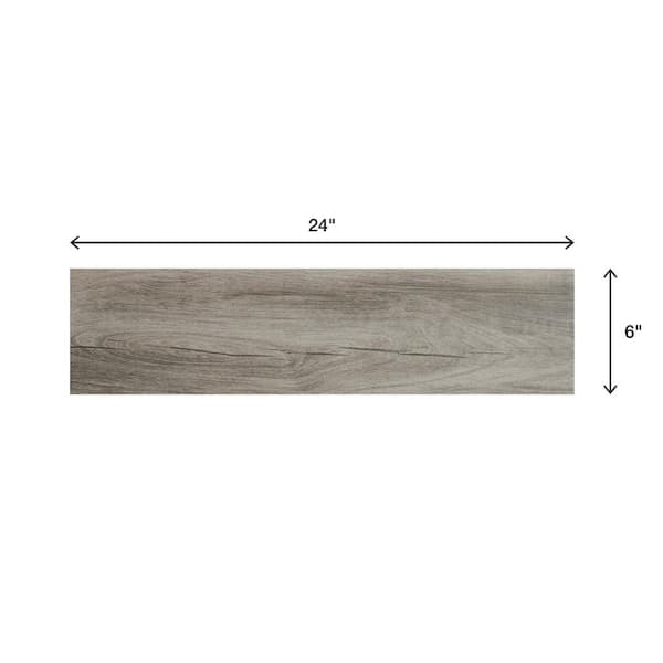 Lifeproof Pewter Wood 6 in. x 24 in. Glazed Porcelain Floor and