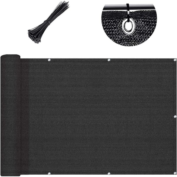 Phewnyzo 36 in. Fabric Garden Fence Black Polywire Privacy Screen Windscreen Mesh