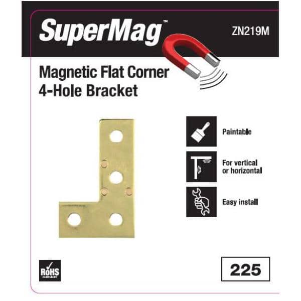 4-Hole Flat Corner Bracket with Magnets in GoldGalv (Strut Fitting) (ZN219M)