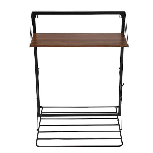Honey-Can-Do Laundry Room Makeover 24 in. W x 31 in. H Melamine and Steel  Wall-Mounted Folding Drying Rack in Black/Walnut DRY-09779 - The Home Depot