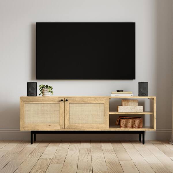 Natural mango wood tv stand sales