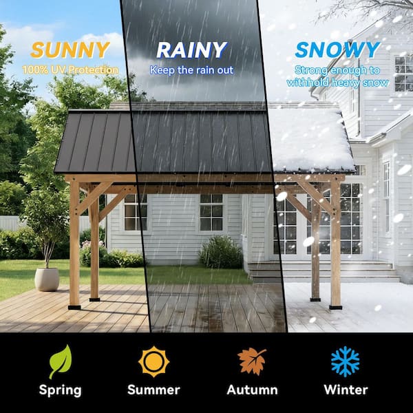 13 ft. x 11 ft. Cedar Wood Hardtop Outdoor Gazebo with Galvanized Steel Roof and Ceiling Hook