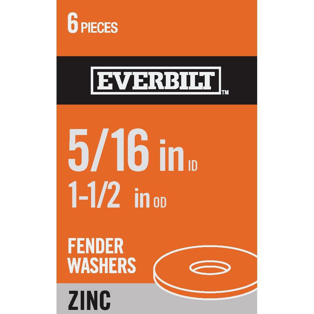 Everbilt 5/16 in. x 11/2 in. ZincPlated Steel Fender Washer (6 Per