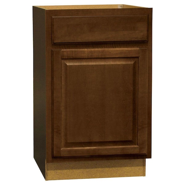 Hampton Bay Hampton 21 in. W x 24 in. D x 34.5 in. H Assembled Base Kitchen Cabinet in Cognac with Ball-Bearing Drawer Glides