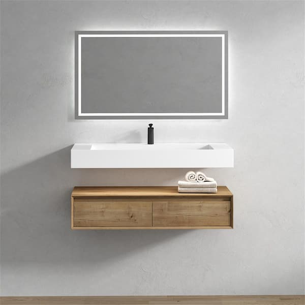 BV Better Vanity Alysa 47 in. W. x 20 in. D x 23 in. H Single Sink Floating Bath Vanity in White Oak with White Acrylic Top
