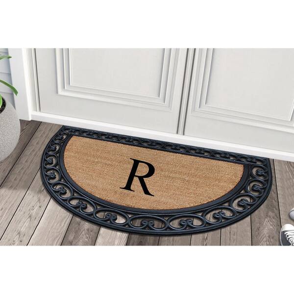 A1HC Natural Coir Monogrammed Entrance Door Mats, Durable Large Outdoor Rug,  Non-Slip, Flock Doormat, Thin-Profile Heavy Duty Door Mat, Indoor Outdoor  Front Door, High Traffic Areas, 18 X 30 