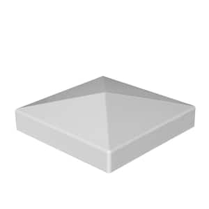 5 in. x 5 in. White Vinyl Pyramid Fence Post Top