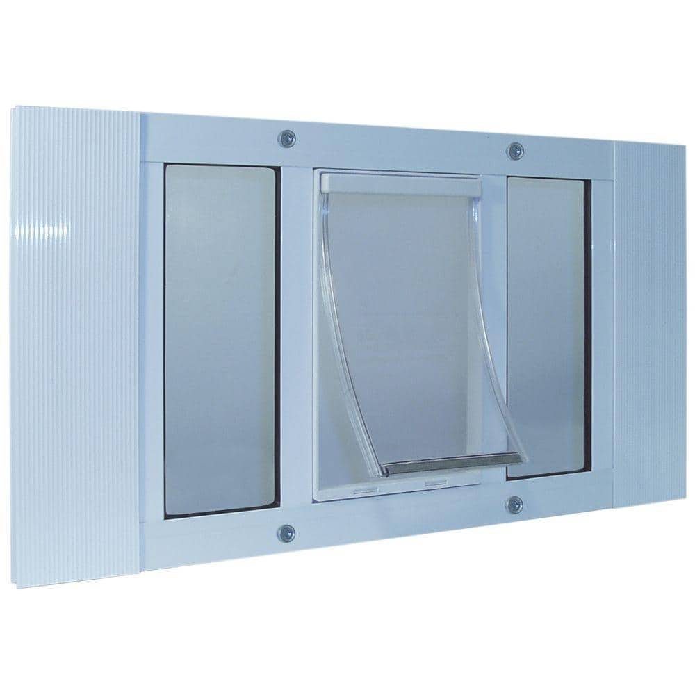 Ideal Pet Products 7 in. x 11.25 in. Medium White Original Pet and Dog Door Insert for 33 in. to 38 in. Wide Aluminum Sash Window